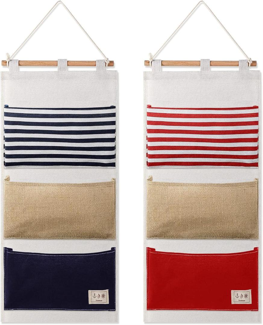 Riakrum 2 Pcs Fish Extenders Cruise Gift Hanger with 3 Pockets 2026 Fe Hanging Cabin Door Organizer Line for Travel Cruise Essentials Gift Exchanges and Pixie Dust(Red and Blue)