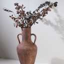 KensTro 20.5in Tall Ceramic Floor Vase with Vintage Handles, Terracotta