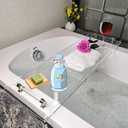 WANLIAN 33-Inch Luxury Bathtub Caddy Tray for Bathroom - Shower Storage Organizer Shelf With Silver Handles