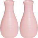 2 Pack Composite Plastics Flower Vase, Unbreakable Ceramic Look Vase for Home Decor Centerpieces, Arranging Bouquets (Pink)