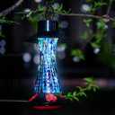 Muse Garden Solar Powered Hummingbird Feeder, 23oz Solar Lights Outdoor Garden Decor Ant and Bee Proof, Hand Blown Glass Lantern Gifts for Women Mom Birthday Unique, Blue