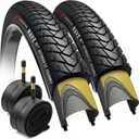 Fincci Gravel 700x35c Bike Tire with 2X Inner Tubes - Pair Foldable 700c Bike Tires, 37-622 with Nylon Puncture Protection 1mm - for Electric, Road, Folding, Hybrid Bikes, 60 TPI
