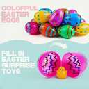 Large Printed Easter Eggs, 6 Inches Jumbo Plastic Eggs Fillable for Easter Themed Hunt Basket Stuffers Fillers Filling Treats Bulks Party Favor Classroom Prize Supplies