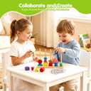 Montessori Wooden Threading Beads Set for Toddlers 3 4 5, Bead Sequencing & Stacking Toy with Pattern Cards, Lacing Beads, Shape Matching Stacker, Fine Motor STEM Learning Gift