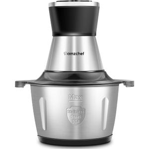 Meat Grinder Electric, AMZCHEF 500W Food Processor with Stainless Steel Bowl (8 Cup) & 2 Speed Modes, Meat Vegetable Chopper Electric with 4 Sharp Blades for Family & Baby Use