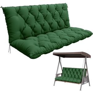 Porch Swing Cushion with Backrest,Waterproof Bench Cushion for Outdoor Furniture,2-3 Seater Replacement Thickened 5 in swing cushion,with Ties,Patio,Outdoor,Backyard and Garden (Green,60x40 in)