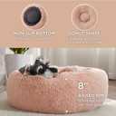 Bedsure Calming Dog Bed for Small Dogs - Donut Washable Small Pet Bed, 23 inches Anti-Slip Round Fluffy Plush Faux Fur Large Cat Bed, Fits up to 25 lbs Pets, Pink