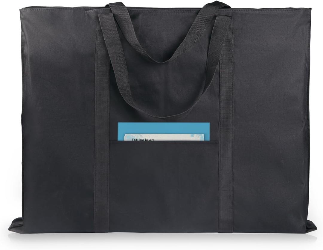 JJRING Dacron Light Weight Art Portfolio Bag, 22'' x 28.5'' for 20'' x 26'' Artworks, Black Carrying Storage Case for Poster, Sketching, and Drawing