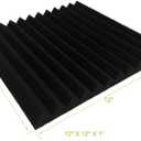96 Pack Allxinlog Absorb the echo Acoustic Foam Panel Wedge Studio Soundproofing Wall Tiles 12" X 12" X 1" (48Purple+48Black)