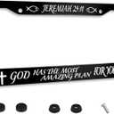 Personalized License Plate Frame Jeremiah 2911 God Has The Most Amazing Plan for You Stainless Steel License Plate Holder Accessory Decorative 2 Holes and Screws Standard License Plates for Women Men (One size)