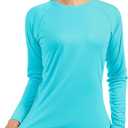 isnowood Women's Sun Protection Long Sleeve Shirts, UPF 50+ UV Rash Guard Swim Shirt, Workout Hiking Running Athletic Tops (Large, Blue)