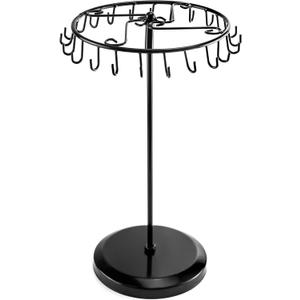 QWORK Spinning Jewelry Tree Display Stand, Jewelry Organizer with 23 Hooks, Black (1pack)
