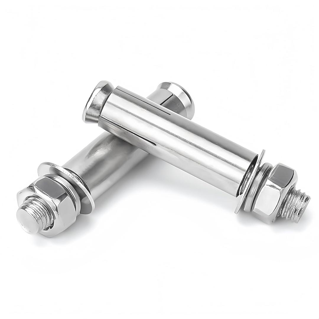 M10 x 80 mm External Hex Expansion Bolts Screws Sleeve Anchors, 304 Stainless Steel, 4Pcs