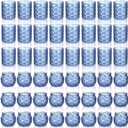 Maxdot Votive Candle Holders Set of 48- Round Glass Candle Holder Bulk for Wedding Home Decoration, Tea Lights Holders for Wedding Shower, Party Gift (Blue)