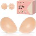 Adhesive Bra Strapless Sticky Invisible Push up Silicone Bra Resuable for Backless Dress Cup D