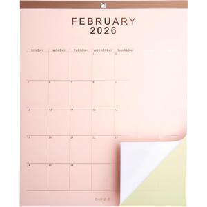 2026 Wall Calendar - 12" x 15" Rose Gold Foil Lettering Monthly Planning Hanging Peel Off Large Print Wall/Desk Calendar on Pastel Multi-Color Paper - January 2026 to December 2026 (6-Color)