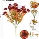 21 Bundles Artificial Fall Flowers for Outdoors 3 Colors Fake Faux Fall Flowers for Decoration with Eucalyptus Leaves No Fade Plastic Flowers in Vase for Autumn Decor Garden Patio Porch Window Home