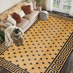 SAND MINE Reversible Mats, Plastic Straw Rug, Modern Area Rug, Large Floor Mat and Rug for Outdoors, RV, Patio, Backyard, Deck, Picnic, Beach, Trailer, Camping (9' x 18', Brown & Black)