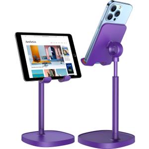 LISEN Cell Phone Stand Adjustable Phone Holer for Desk, Computer Office Desk Accessories for iPhone 16 Holder Women Kitchen Essentials Fits Switch Kindle iPads Tablet 4-10in  Purple