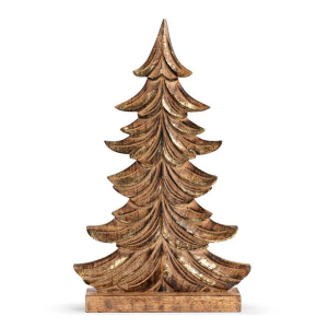 Wood Tree Figure with Gold Detail