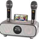 Karaoke Machine for Adults and Kids,Portable Bluetooth 2 Wireless Karaoke Microphone with Holder/USB/TF Card/AUX-in, PA Speaker System for Home Party, Picnic,Car,Outdoor/Indoor
