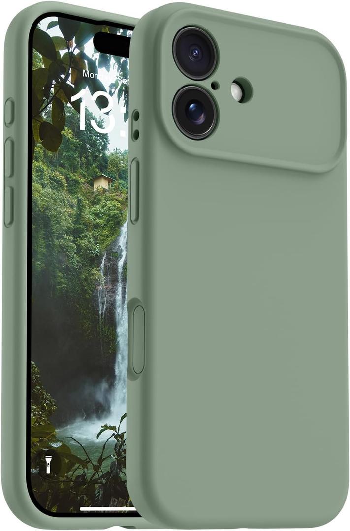 OTOFLY Magnetic for iPhone 17 Case,Compatible with Magsafe,Classic Liquid Silicone Mobile Phone Case,Integrated Camera Control Button,Anti-Scratch Microfiber Lining, Calke Green
