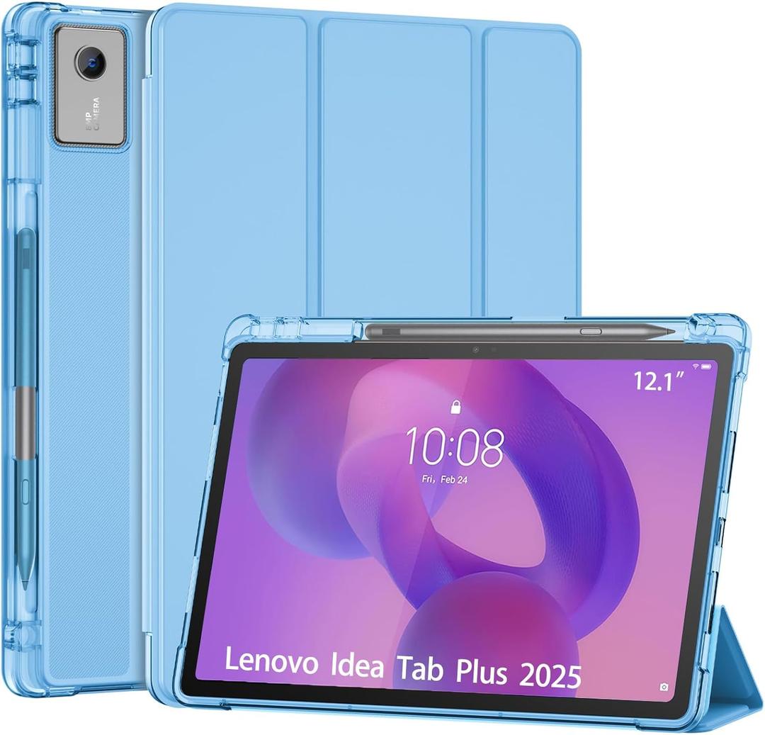ProCase Smart Case for 2025 Lenovo Idea Tab Plus 12.1 Inch/Tab K12, Slim Light Cover Trifold Stand Hard Shell Folio Smart Protective Case for Idea Tab Plus/Tab K12 (TB361FU/TB361ZU) -Blue