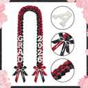 DIY Class of 2026 Graduation Leis with 30 Pearl Patches Letters and Numbers Graduation Money Leis Double Braided Ribbon Necklace for High School College 2026 Grad Party Decor (Black Red)