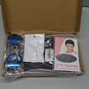 Quibark 80s Rocker Costume Accessories Set for Men – Heavy Metal Rocker Costume with Natural Curly Long Hair Wig + Gothic Cross Necklace + Blue Retro glasses for Halloween Outfit