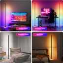 59" Smart LED Corner Floor Lamp, RGBICW Color Changing Ambient Lighting, App Control Music Sync Mood Light, Modern Dimmable Room Decor for Bedroom, Living Room, Gaming Setup, Black