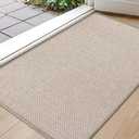 Color&Geometry Front Door Mat Indoor 22.6"x31.5", Ultra Non Slip Rubber Backed Dirt Trapper, Low Profile Thin Washable, Easy Clean Entryway Rug Door Mat Indoor Entrance, Khaki (Rolled-up NO Creases)