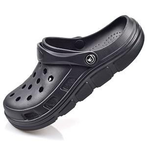 PIMIO Garden Clogs for Women and Men,Slip On Work Shoes with Arch Support,Womens Mens Quick-Dry Water Shoes Casual Sandals,Comfortable Slippers B Black Size 13