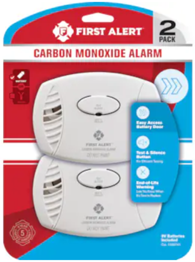 First Alert Battery-operated Carbon Monoxide Detector 2 -Pack, Expiry: 5 years from installation