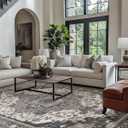 Area Rugs for Living Room 8x10 Machine Washable Rug, Boho Vintage Retro Large Floral Medallion Carpet for Bedroom Dining Room, Low Pile Lightweight Thin Chenille Non Slip RugDark Grey (8' x 10' (Rectangular), Area Dark Grey)