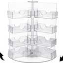Qunclay 24 Pocket Acrylic Rotating Business Card Holder Desk Multi Clear Spinning Slot Card Display Plastic Sticker Holders Organizer Multiple Pocket Rotating Countertop for Tabletop Office Home Desk
