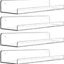 Acrylic Floating Wall Ledge Shelf, Wall Mounted Nursery Kids Bookshelf, Invisible Spice Rack, Clear Bathroom Storage Shelves Display,Acrylic 15" Invisible Bookshelf, Set of 4