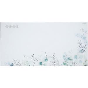 ECR4Kids MessageStor Magnetic Dry-Erase Glass Board with Magnets, 18in x 36in, Wall-Mounted Whiteboard, Botanical