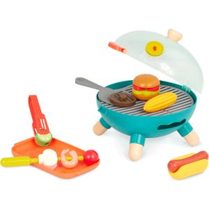 B. toys Mini Chef BBQ Grill Playset Pretend Play BBQ Grill Play Set Toy Grill & Play Food Barbecue Role Play Set for Kids 3+ Years(16 Pieces), Child-size