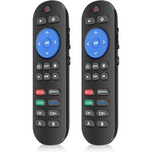 2 Pc Programmed Replacement Remote for Roku with Volume Key - All in One Remotes Control for Roku Express 4K+, Premiere/+, Ultra, 1 2 3 4, and Vizio TV Extra with 9 Learning Keys (Not for Stick)