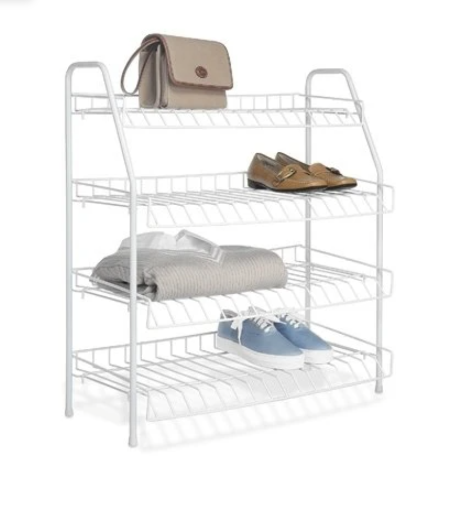 4-tier Wire Closet Shelf, White, 11.5 X 25 X 27.88-in