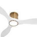 52 Inch Ceiling Fan with Lights and Remote, White Gold Low Profile Flush Mount, Modern 3 Blade Ceiling Fans Dimmable LED Light for Farmhouse Indoor Bedroom, Living Room