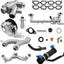 LR090630 Aluminum Cooling System Kit Fit for Jaguar F-Type XF XJ XKR XFR for Land Rover Range Rover Range Rover Sport LR4 2010-2017 5.0L V8 Engine LR109402 LR122709