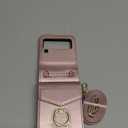 Asuwish Phone Case for Samsung Galaxy Z Flip 3 5G 2021 Wallet Cover with RFID Blocking Ring Crossbody Wrist Strap Stand Credit Card Holder Leather Cell Accessories ZFlip3 Z3 Flip3 3Z Women Rose Gold