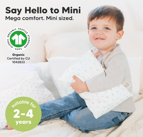 Mini Toddler Pillow with Pillowcase - 9x13 My Little Dreamy Travel Kids Pillow for Sleeping, Toddler Bed, Small, Tiny, Organic Cotton Pillowcase, Soft & Breathable, Kids 2-4 Years Old (Acorn) 