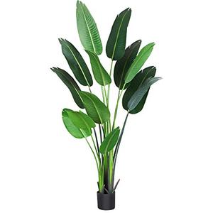 6 Feet Fake Palm Tree with 13 Trunks Faux Tree for Indoor Outdoor Modern Decoration Feaux Plants in Pot for Home Office Perfect Housewarming Gift