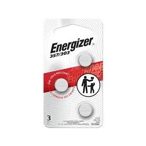 Energizer 357/303 Batteries (3 Pack), 1.5V Silver Oxide Button Cell Batteries