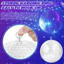 Meagoo Disco Ball with Motor and Light, 8" Hanging Mirror Ball and 6RPM Batteries Powered Rotating Motor with 4 Light Colors and 18 LEDs for Disco Party Decoration, DJ Club