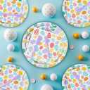YY 200 Easter Party Paper Plates Disposable Dinnerware Set Serve 50 Dinner Plates Napkins with Forks