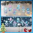Tenceur 150 Pcs/24 Sets Unfinished Winter Snowflake Ornament Christmas Tree Decorations Paper Snowflake Hanging Ornaments with String and Diamond Stickers for Xmas Winter Holiday Party Decor