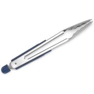 Stainless Steel Kitchen Tongs - Precision Grilling Tool - Heat Resistant, Heavy Duty - Perfect for Serving and Air Frying - 11 Inch - Blue